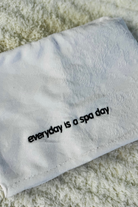 "Every Day is a Spa Day" Quick Dry Hair Towel Wrap  showing full embroidery