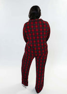 women's red plaid button up pj set in bamboo for holidays Georgia Rylan