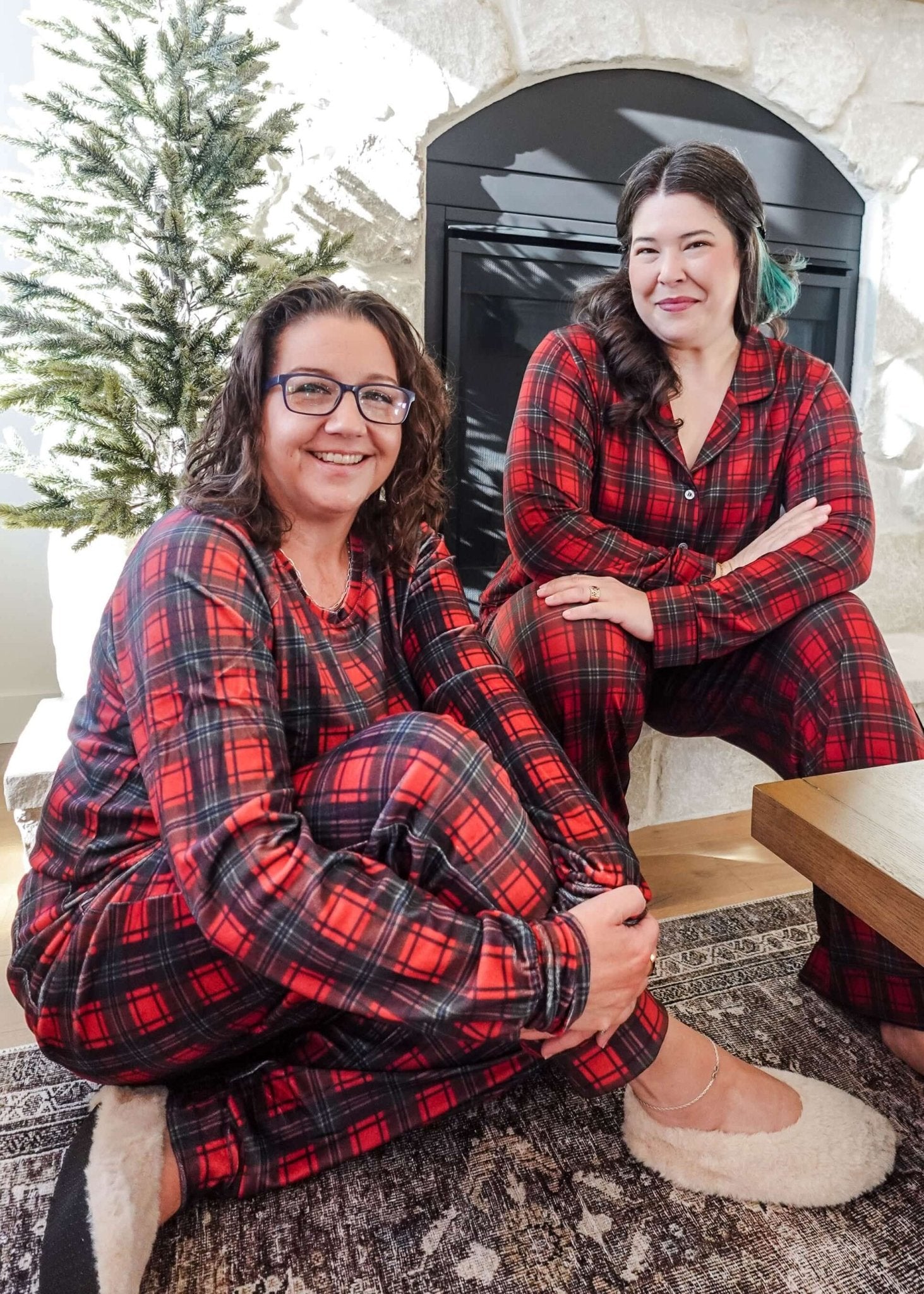 women's red plaid velour pajama set super soft and cozy for holidays teens adults women