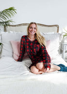 women's soft velour red plaid nightgown for holidays Miranda Nic