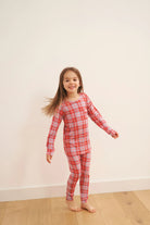 kids red plaid holiday pj set bamboo by bambi & birdie