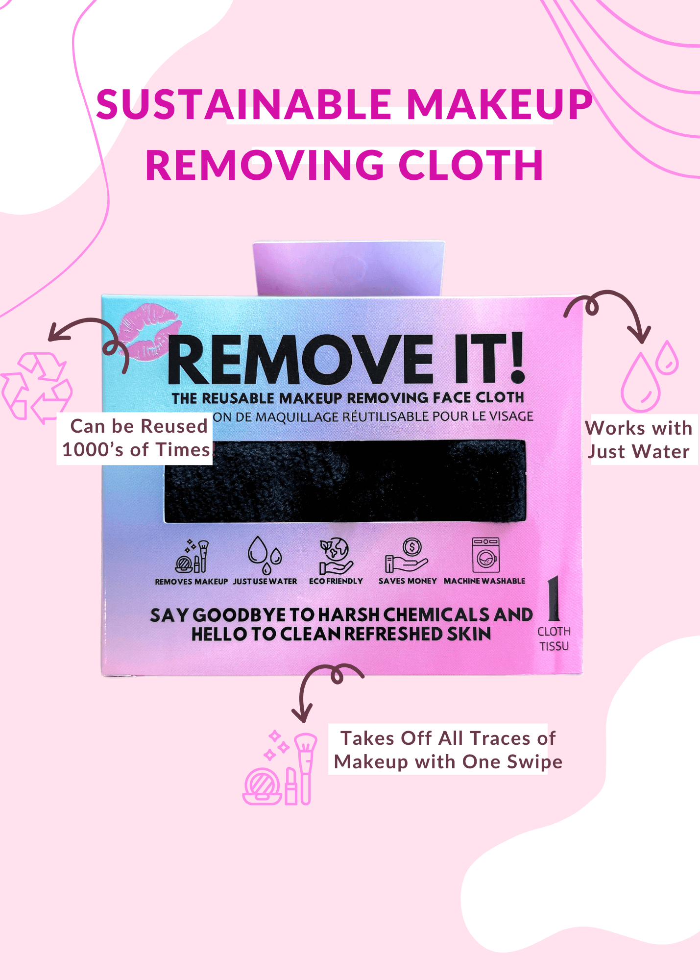 Remove It Reusable Makeup Remover Cloth | Black - Remove It - Cloud Nine Pajamas