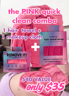 Reusable Makeup Cloth + Quick Dry Hair Towel Combo Set | Pink - Remove It - Cloud Nine Pajamas