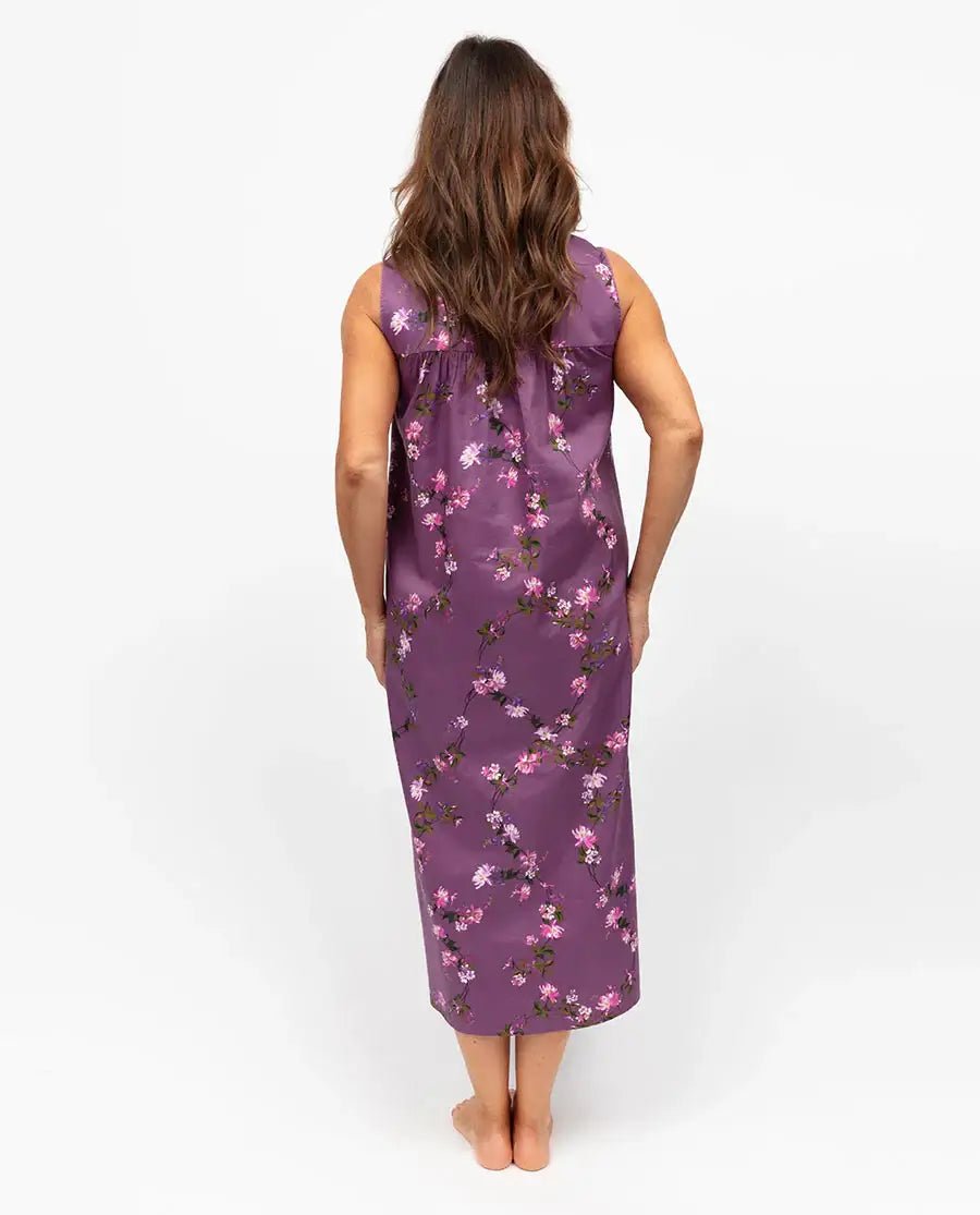 Rhea Mauve Mix Lace - Detail Floral Print Long Nightdress | Nora Rose by Cyberjammies - Cyberjammies - Cloud Nine Pajamas