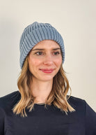 blue unisex ribbed knit winter toque beanie hat by Gertex