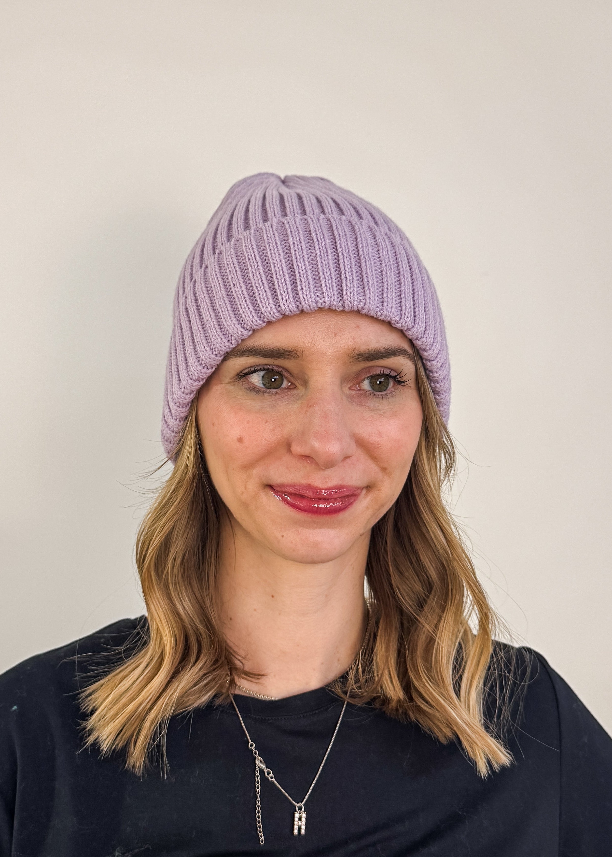 purple unisex ribbed knit winter toque beanie hat by Gertex