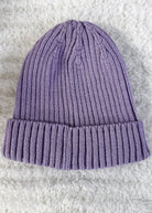 purple unisex ribbed knit winter toque beanie hat by Gertex