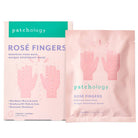 Two packages of patchology Rosé Fingers skincare product on a white background, Patchology Rosé Fingers renewing hand mask rose gold gloves shea butter