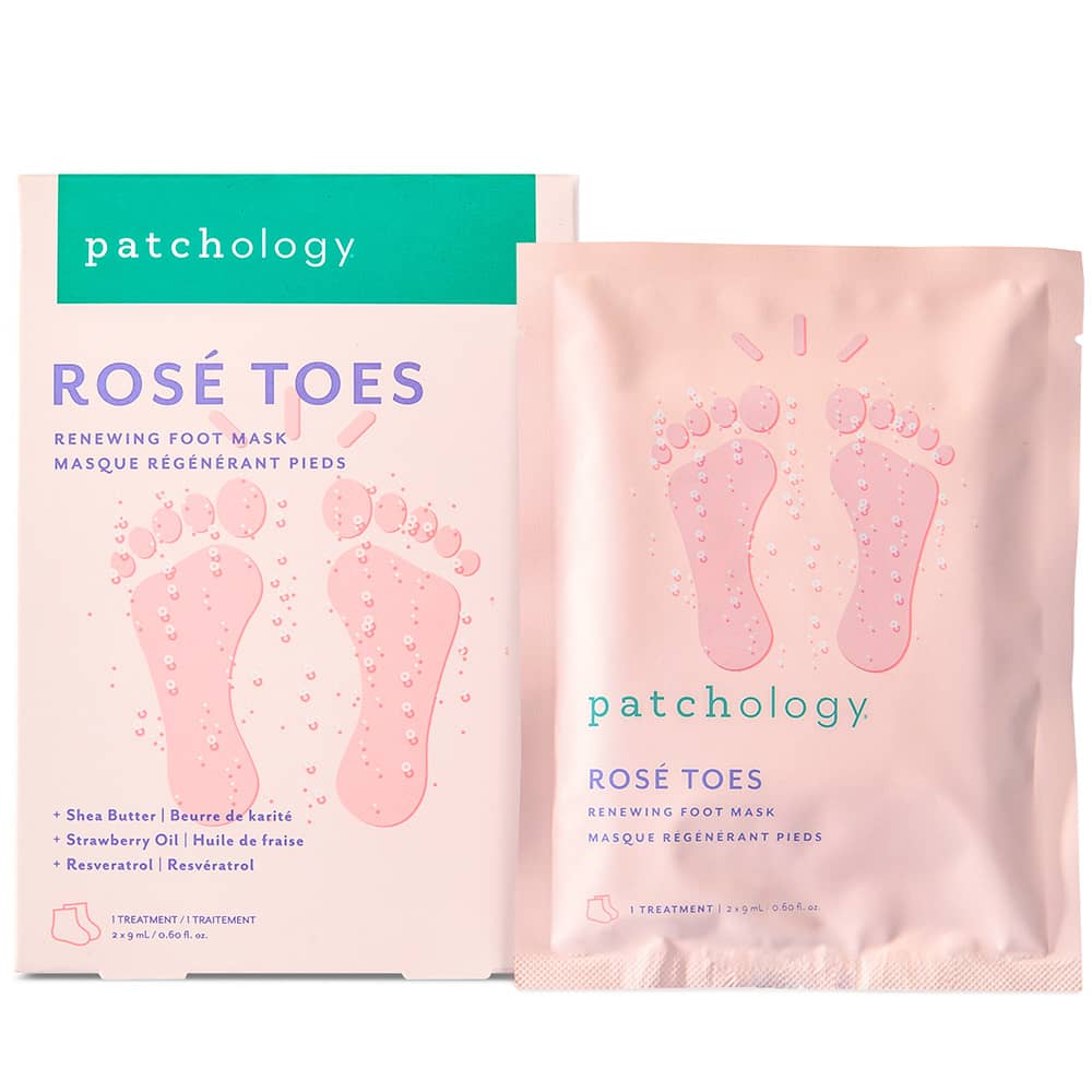 Patchology Rosé Toes renewing foot heel mask rose gold booties