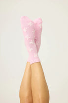 PJ Salvage Secret Garden Bow Print Fuzzy Crew Socks