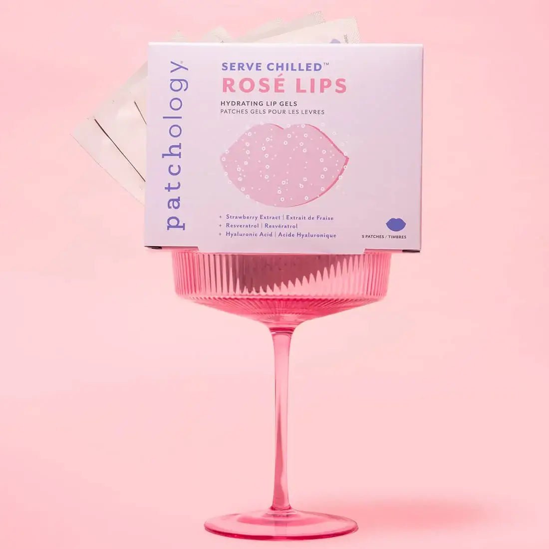 Served Chilled Rosé Lips Gels in a pink cup, offering hydrating lip treatment with strawberry aroma.