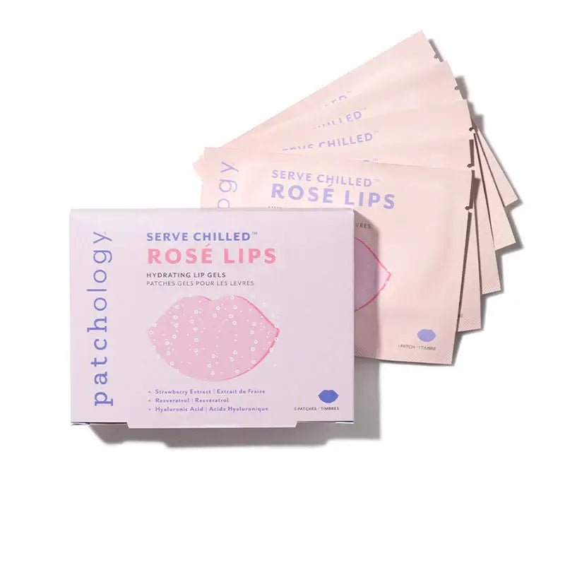Serve Chilled Rosé Lips Gels - 5 pack of hydrating lip masks with strawberry essence for soft, refreshed lips.