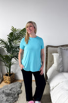 Sky Blue Essential Crew Neck Bamboo T-Shirt | Georgia Rylan