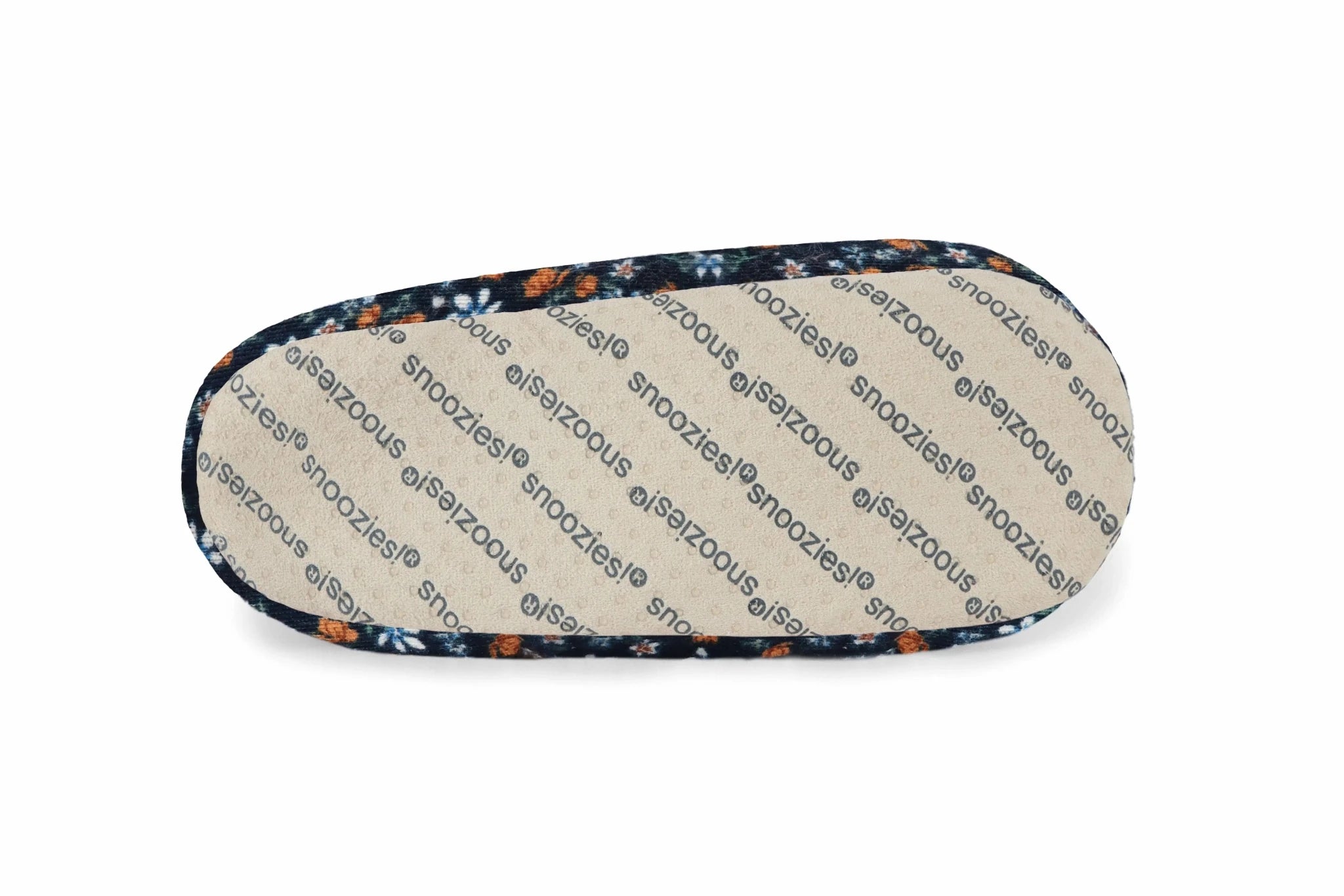 Snoozies Plush COZY Slipper Socks floral corduroy navy