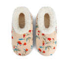 Snoozies Plush COZY Slipper Socks floral corduroy cream