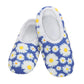 Snoozies Skinnies Lightweight Slipper Socks in Bright Daisy Blue Print - Non-skid Soles
