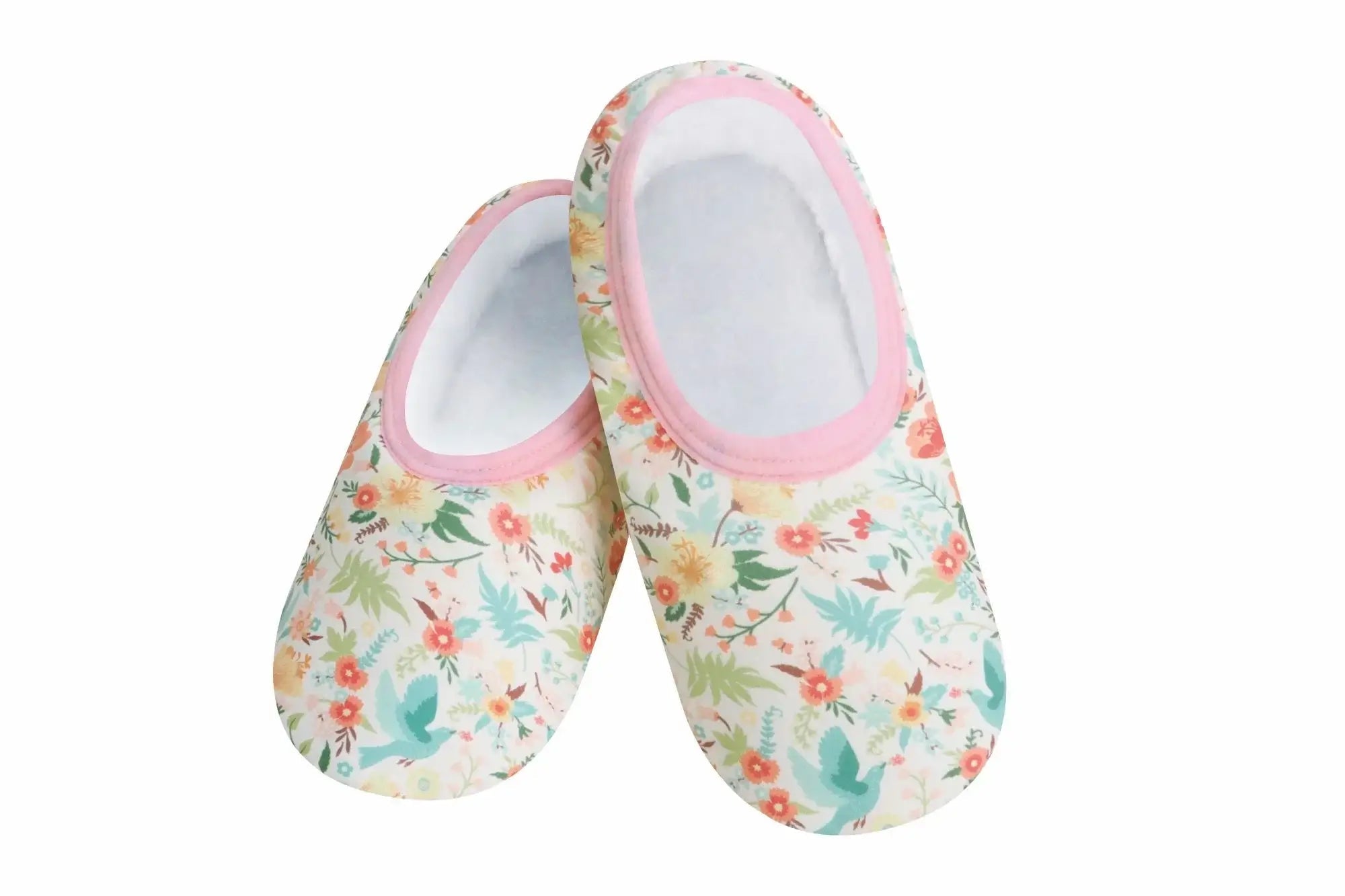 Snoozies Skinnies Lightweight Slipper Socks in Secret Garden Print - Non-skid Soles
