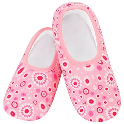Snoozies Skinnies Lightweight Slipper Socks in Pinky Power Print - Non-skid Soles