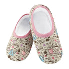 Snoozies Skinnies Lightweight Slipper Socks in Coffee Print - Non-skid Soles