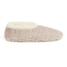 Snoozies Teddy Bear Faux Fur Slippers with Memory Foam Sole in oatmeal beige showing side view