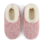 Snoozies Teddy Bear Faux Fur Slippers with Memory Foam Sole top view in soft pink color.