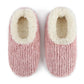 Snoozies Teddy Bear Faux Fur Slippers with Memory Foam Sole top view in soft pink color.