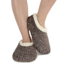Snoozies Teddy Bear Faux Fur Slippers with Memory Foam Sole on model