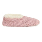 Snoozies Teddy Bear Faux Fur Slippers with Memory Foam Sole in dusty pink showing side view