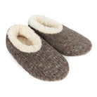 Snoozies Teddy Bear Faux Fur Slippers with Memory Foam Sole in dark grey, showing top view