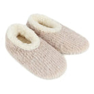 Snoozies Teddy Bear Faux Fur Slippers with Memory Foam Sole in oatmeal beige showing top view