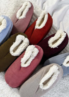 an assortment of colours in the snoozies plush slipper sock corduroy and sherpa fleece Snoozies Plush COZY Slipper Socks