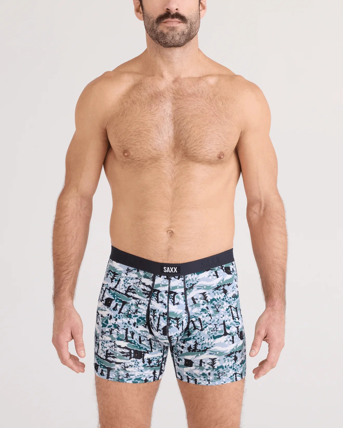 men's comfort boxer briefs with ball pouch technology by saxx - 2 pack gift box in snow shadow