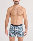 men's comfort boxer briefs with ball pouch technology by saxx - 2 pack gift box in snow shadow