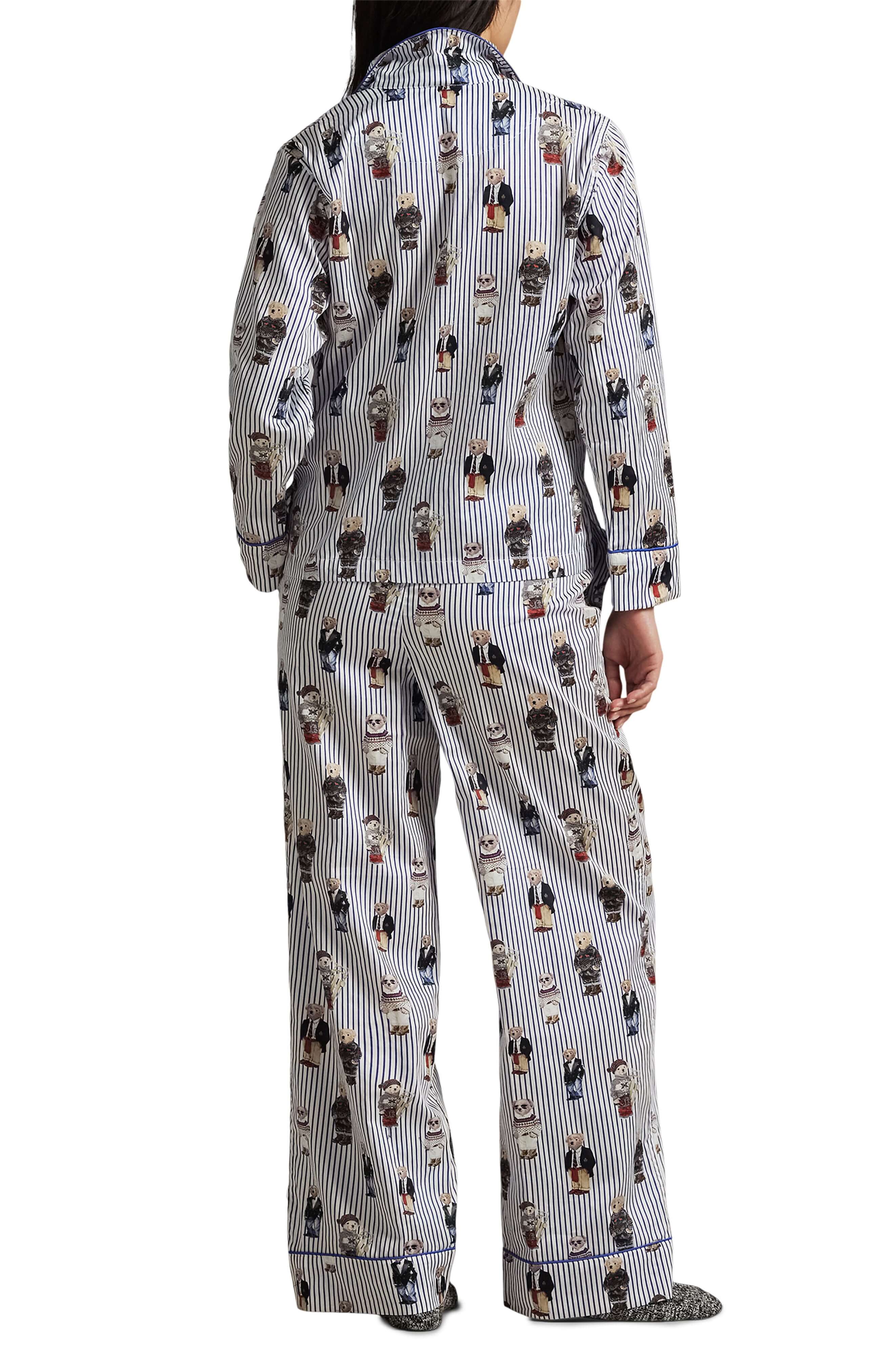 Iconic Polo Bear Cotton Sateen Madison PJ Set Polo Ralph Lauren shown from the back, featuring playful Polo Bear design.