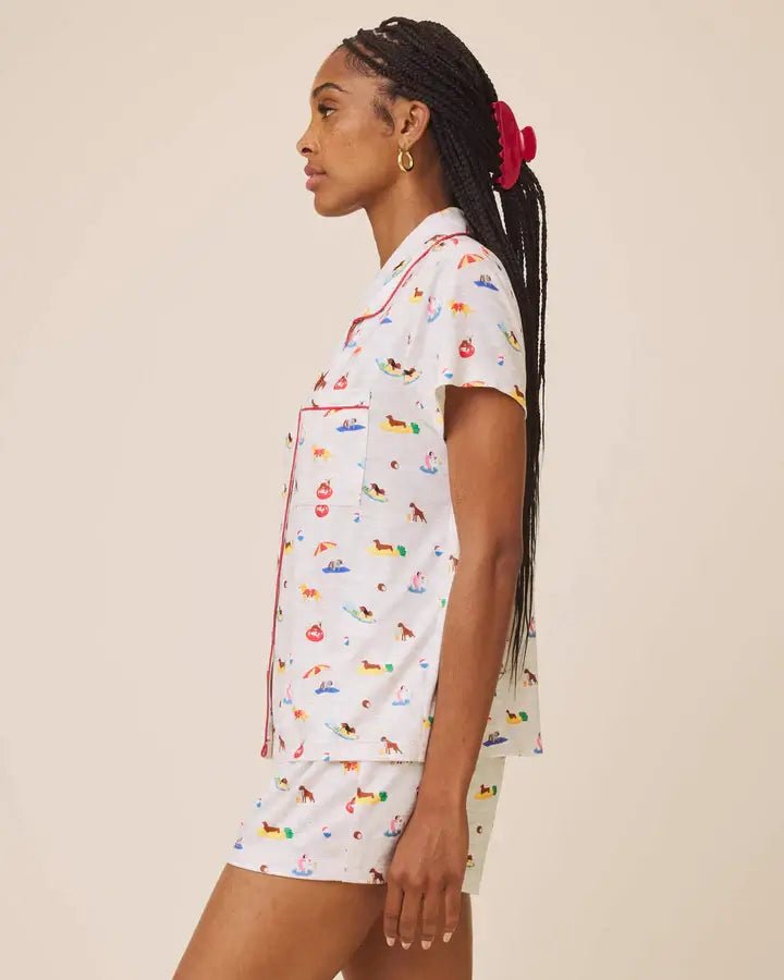 SPLENDID — Flora Pillowsoft Short Set | Tossed Fruit Flora & Beach Dogs Flora - Splendid - Cloud Nine Pajamas