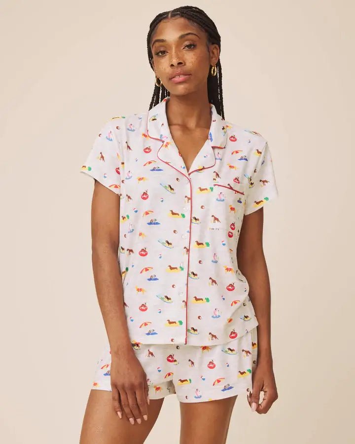SPLENDID — Flora Pillowsoft Short Set | Tossed Fruit Flora & Beach Dogs Flora - Splendid - Cloud Nine Pajamas