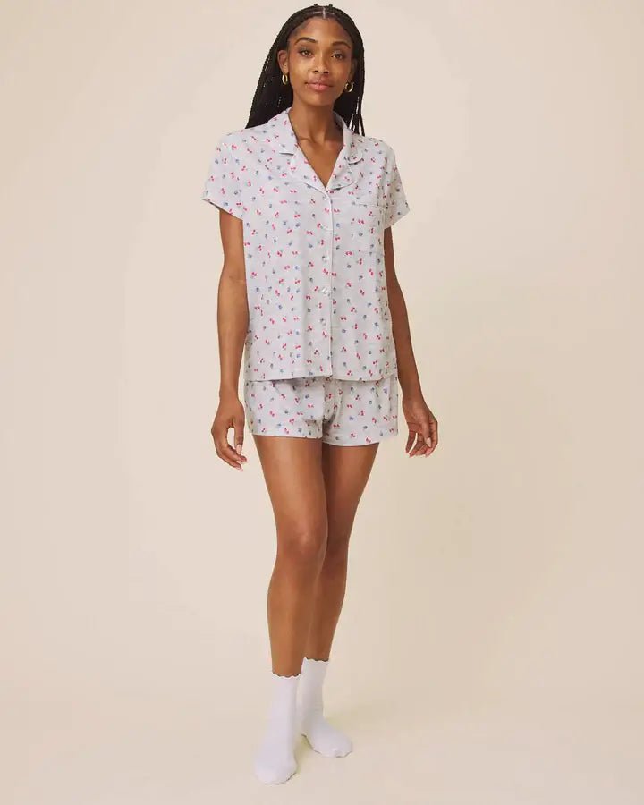 SPLENDID — Flora Pillowsoft Short Set | Tossed Fruit Flora & Beach Dogs Flora - Splendid - Cloud Nine Pajamas