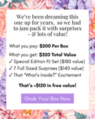 The Dreamer's Club Seasonal Box offers $320 total value for $200 with surprises and special edition items.