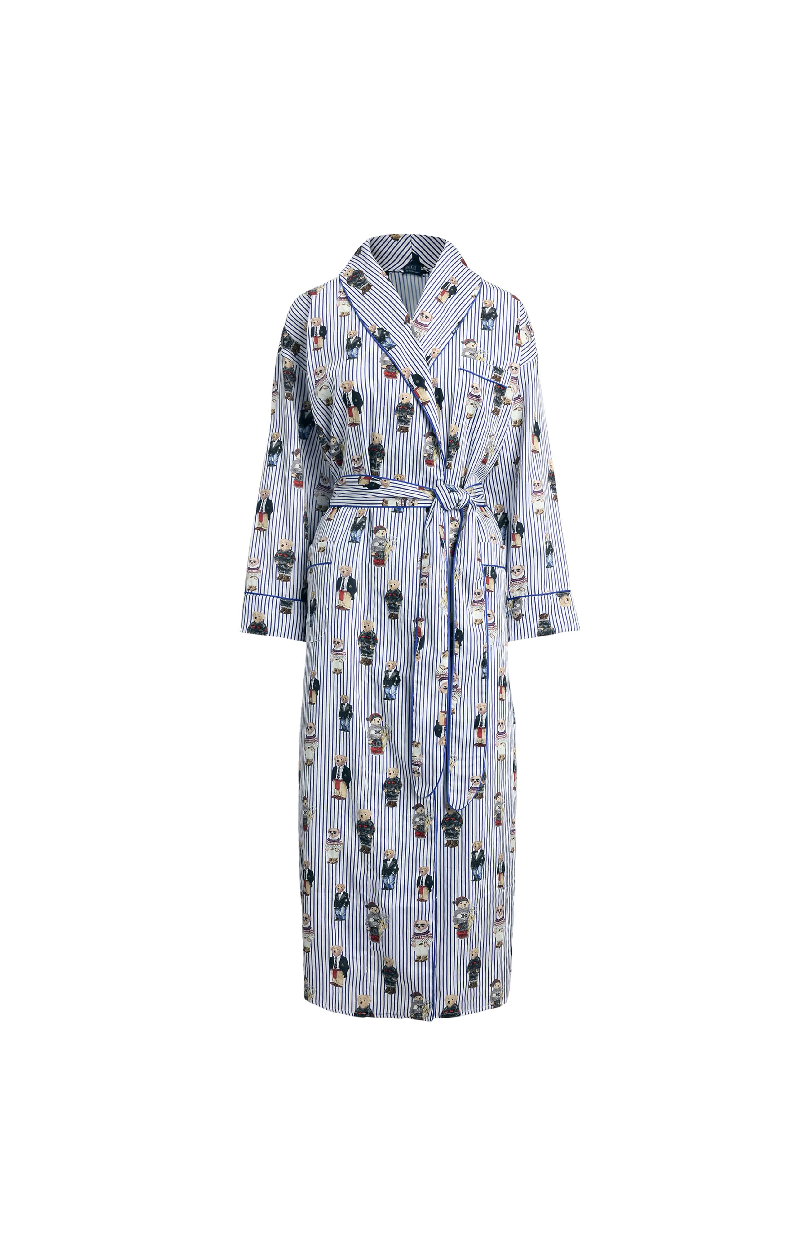 Heritage Striped Polo Bear Cotton Sateen Robe by Polo Ralph Lauren featuring iconic Polo Bear motif on a striped design.