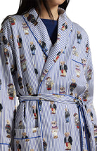 women's long striped ralph lauren bear robe in blue Polo Ralph Lauren
