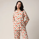 women's cotton flannel button up pj set with hot cocoa and cookies print by mahogany