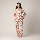 women's cotton flannel button up pj set with hot cocoa and cookies print by mahogany