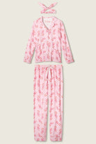 Sweeter Than Sugar 3-Piece Candy Cane Flannel PJ Set | Pink | PJ Salvage