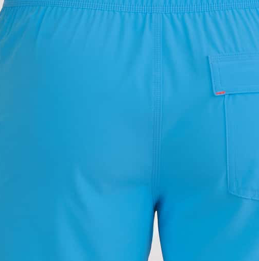 Oh Buoy 2N1 Volley Swim Short back view showing vibrant blue fabric and pocket detail.