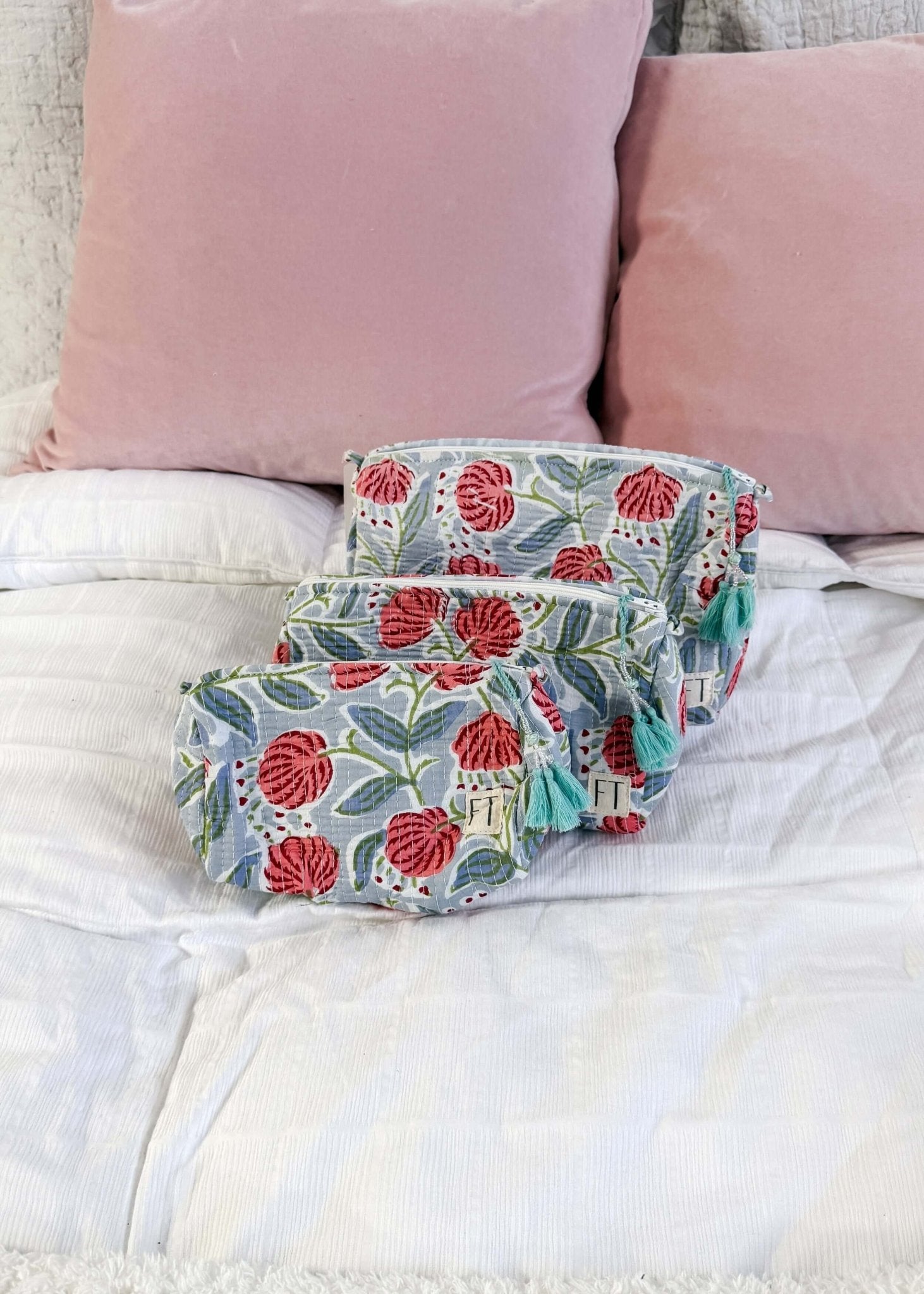 The Three In One Makeup Bag Set by French Toast Handmade - French Toast Handmade - Cloud Nine Pajamas