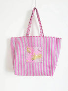 showing inside of reversible weekend tote by French Toast Handmade