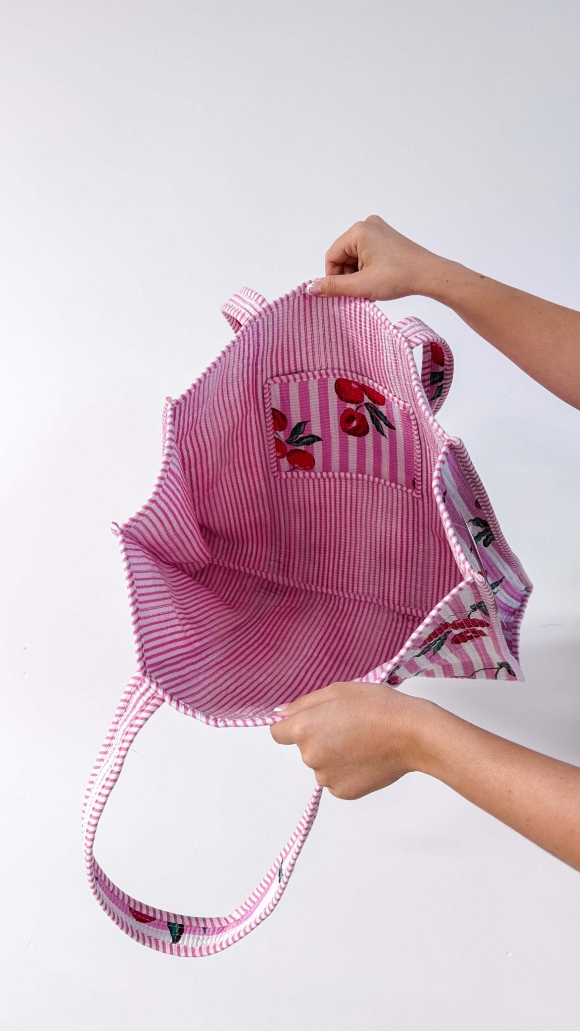 inside of cherry weekend tote by french toast handmade