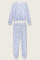 Mountain Dreams Thermal PJ Set featuring long sleeve top and jogger pants with alpine print.