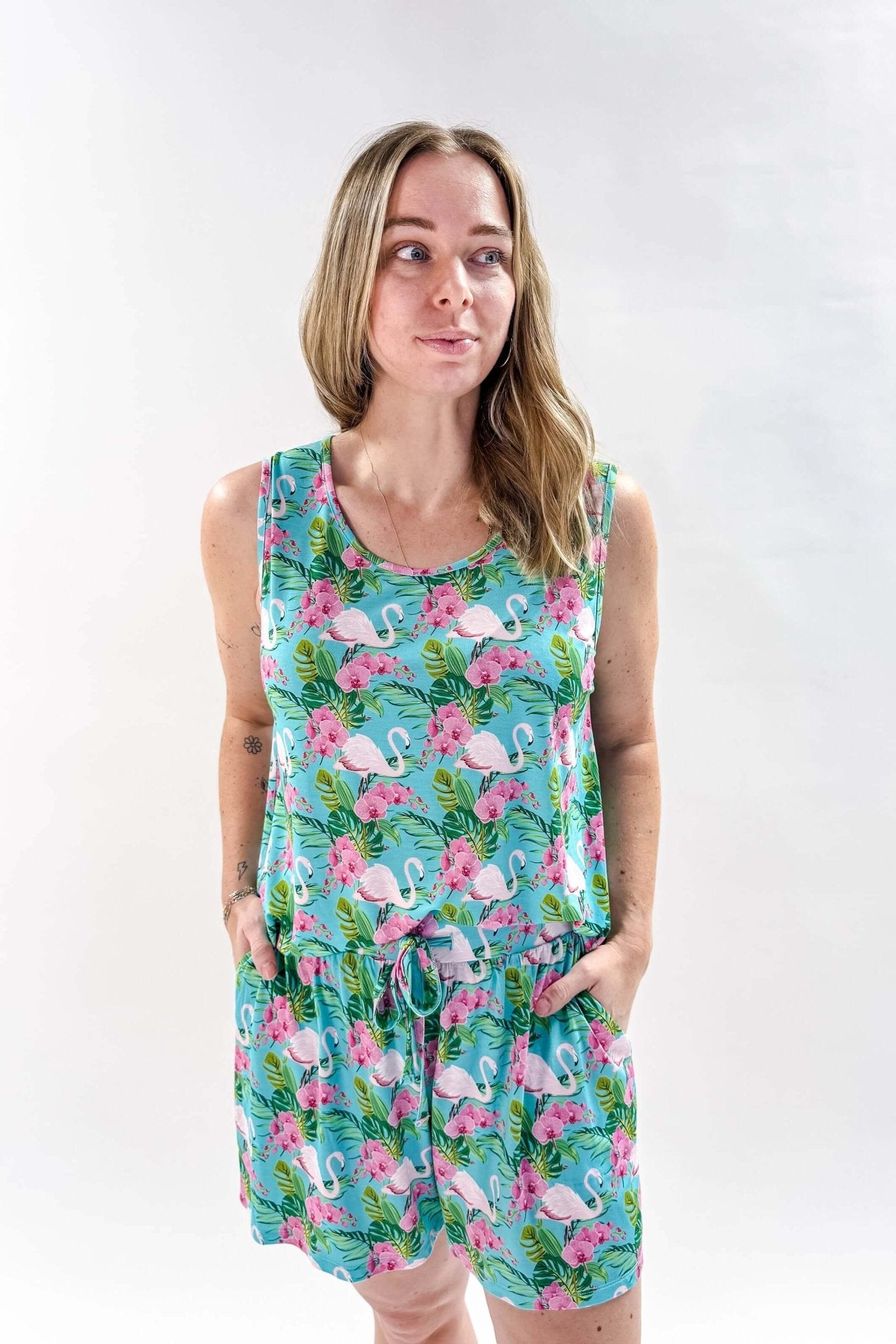 Tropic Like It's Hot Print Tank & Short PJ Set Bamboo | GEORGIA RYLAN women's tropical print lounge or pj set