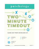 Patchology Two Minute Timeout skincare kit packaging on a white background, Patchology Two Minute Time Out game day skincare kit eye gels mask